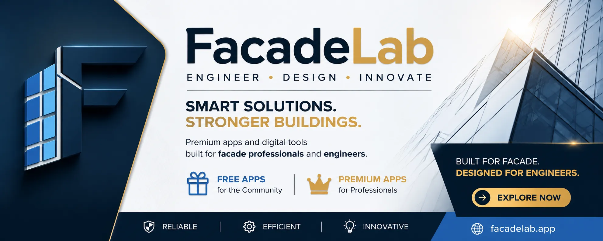 FacadeLab engineering tool interface showing aluminium facade calculations.